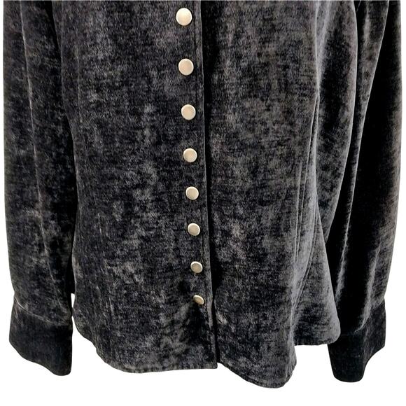 NWOT! CHRISTOPHER & BANKS! BLACK CRUSHED VELVET FULL SNAP FRONT TOP! SZ XL - Picture 4 of 9